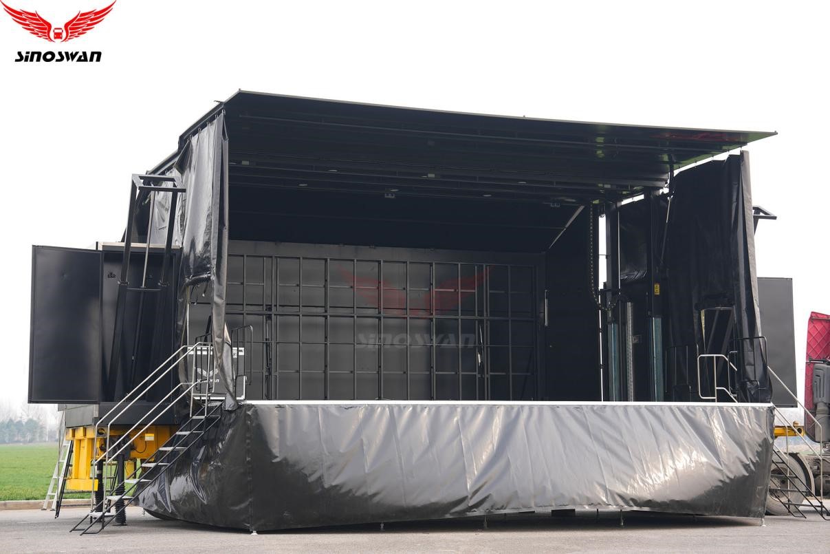 SINOSWAN recently exported a 35-foot (11-meter) Mobile Stage Container to Belgium, providing a powerful and flexible solution for outdoor marketing events, brand promotions, concerts, and public s.